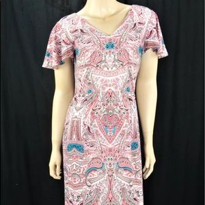 LONDON TIMES PAISLEY SHORT SLEEVE MAXI DRESS SIZE0